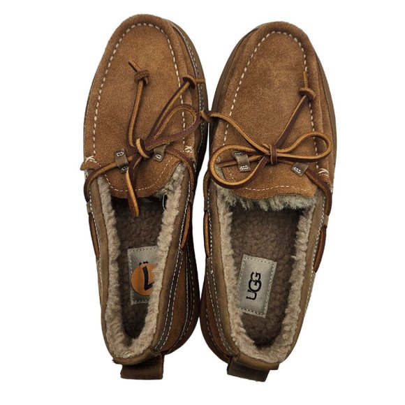 UGG Dex Lace Slip On Loafer Slipper Water Resistant Indoor Outdoor Chestnut US 7 - Picture 7 of 14